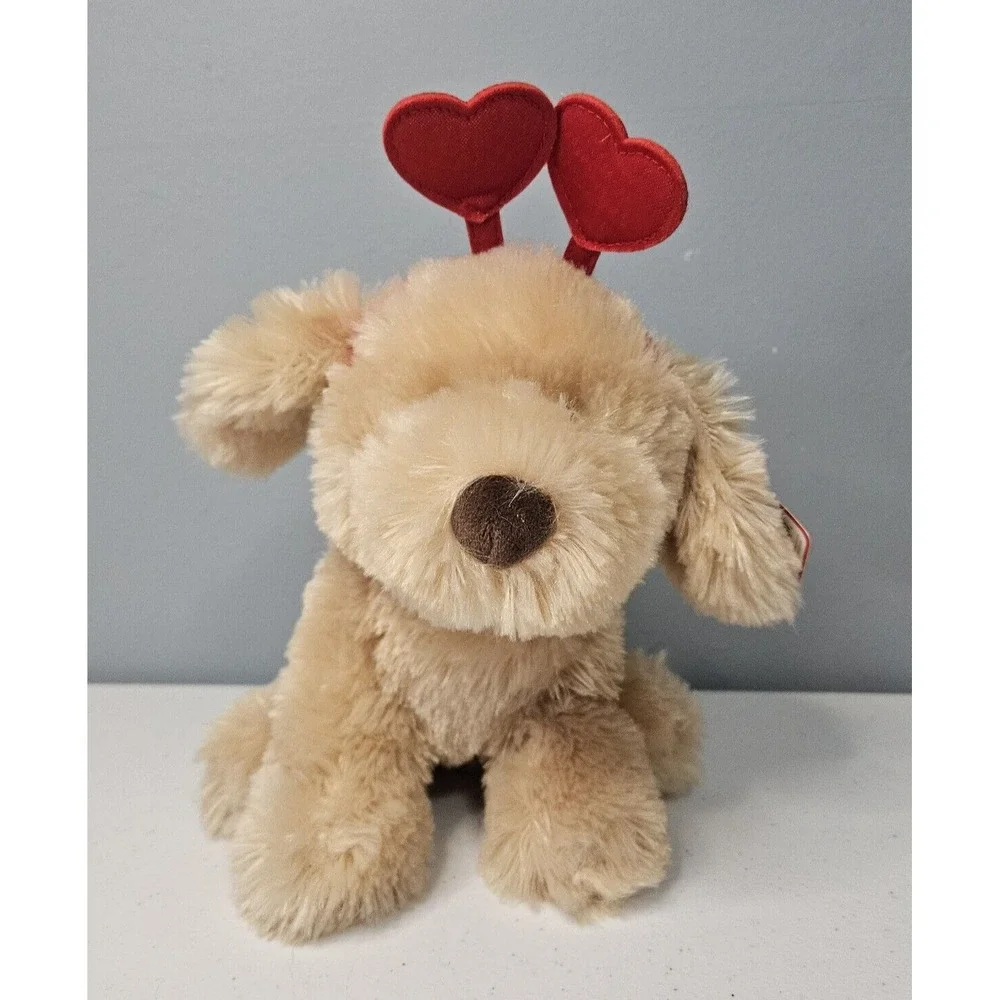 Gund Puppy Dog Heart Plush Tan Valentine's Day Headband Stuffed Toy 9